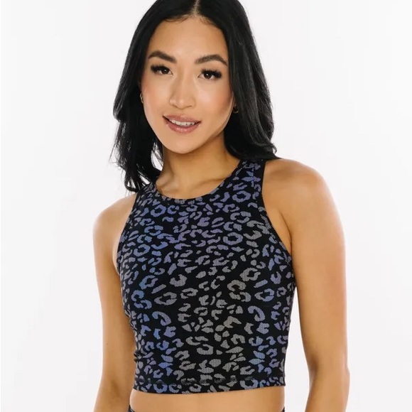 Zyia Black Leopard Reflective Hi-Neck Stronger Tank - Picture 2 of 4
